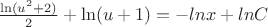 $\frac{\ln(u^2+2)} 2+\ln(u+1)=-lnx+lnC$