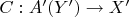 $C:A'(Y')\to X'$