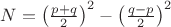 $N=\left(\frac{p+q}{2}\right)^2 - \left(\frac{q-p}{2}\right)^2$