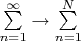 $\sum\limits_{n=1}^{\infty}\to\sum\limits_{n=1}^{N}$