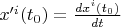 $x'^i(t_0)=\frac{dx^i(t_0)}{dt}$