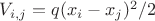 $V_{i,j}=q(x_{i}-x_{j})^2/2$