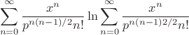 $$
\sum_{n=0}^\infty \frac{x^n}{p^{n(n-1)/2}n!} \ln\sum_{n=0}^\infty \frac{x^n}{p^{n(n-1)2/2}n!}
$$