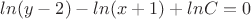 $ ln(y-2)-ln(x+1)+lnC=0  $