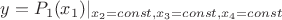 $y = P_1(x_1)|_{x_2=const, x_3=const, x_4=const}$