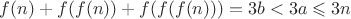 $f(n)+f(f(n))+f(f(f(n)))=3b<3a \leqslant 3n$