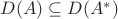 $D(A)\subseteq D(A^*)$