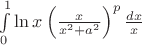 $\int\limits_{0}^{1} \ln x \left( \frac{x}{x^2+a^2} \right)^p \frac{dx}{x}$