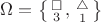 \Omega=\left\{\begin{smallmatrix}\square\\3\end{smallmatrix} , \begin{smallmatrix}\triangle \\1\end{smallmatrix}\right\}