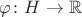 $\varphi\colon H\to\mathbb{R}$