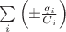 $\[\sum\limits_i {\left( { \pm \frac{{{q_i}}}{{{C_i}}}} \right)  } \]$