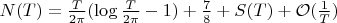 $N(T)=\frac{T}{2\pi}(\log{\frac{T}{2\pi}}-1)+\frac{7}{8}+S(T)+\mathcal{O}(\frac{1}{T})$