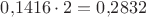 $0{,}1416\cdot 2=0{,}2832$