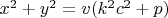 $x^2+y^2=v(k^2c^2+p)$