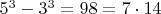 $5^3-3^3=98=7\cdot 14$