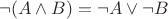 $$\neg ( A \wedge B ) =\neg A \vee \neg B$$