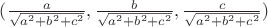 $(\frac{a}{\sqrt{a^2+b^2+c^2}},\frac{b}{\sqrt{a^2+b^2+c^2}},\frac{c}{\sqrt{a^2+b^2+c^2}})$
