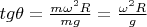 $tg\theta=\frac{m {\omega}^2 R} {mg}=\frac{{\omega}^2 R} g$