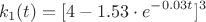 $$k_1 (t)=[4-1.53 \cdot e^{-0.03t} ]^3$$