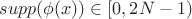 $supp(\phi(x))\in[0,2N-1) $