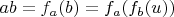 $ab = f_a(b) = f_a(f_b(u))$