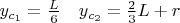 $\[{y_{{c_1}}} = \frac{L}{6}\quad {y_{{c_2}}} = \frac{2}{3}L + r\]$