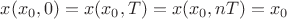 $x(x_0,0)=x(x_0,T)=x(x_0,nT)=x_0$