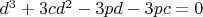 $d^3+3cd^2-3pd-3pc=0$