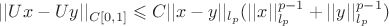 $||Ux-Uy||_{C[0,1]} \leqslant C||x-y||_{l_p}( ||x||_{l_p}^{p-1} + ||y||_{l_p}^{p-1})$
