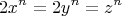 $$   2x^n=2y^n=z^n$$