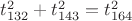 $t_{132}^2+t_{143}^2=t_{164}^2$