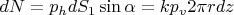 $dN =p_h dS_1 \sin \alpha=k p_v 2\pi r dz$