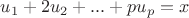 $u_1+2u_2+...+pu_p=x$