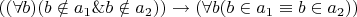 $$((\forall b)(b\notin a_1 \& b\notin a_2)) \rightarrow (\forall b (b\in a_1 \equiv b\in a_2))$$