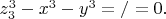 $ z^3_3-x^3-y^3=/=0. $