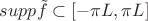 $supp\tilde{f}\subset[-\pi L, \pi L]$