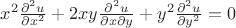 $x^2 \frac{\partial^2u}{\partial x^2}+2xy\frac{\partial^2 u}{\partial x \partial y}+y^2\frac{\partial^2u}{\partial y^2}=0$