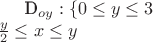 D_{oy}:\{0\le y\le 3\\ \frac{y}{2} \le x\le y}