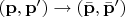 $(\mathbf p, \mathbf p') \to (\bar {\mathbf p}, \bar {\mathbf p}')$