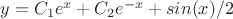 $y=C_1e^x+C_2e^{-x}+sin(x)/2$
