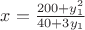 $x=\frac{200+y_1^2}{40+3y_1}$