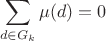 $$\sum \limits_{d\in G_k}\mu(d)=0$$