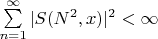 $\sum\limits_{n=1}^{\infty}|S(N^2,x)|^2<\infty$