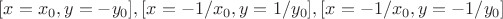 $[x=x_0,y=-y_0],[x=-1/x_0,y=1/y_0],[x=-1/x_0,y=-1/y_0]$