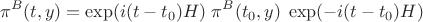 $$\pi^B(t,y)=\exp(i(t-t_0)H)\;\pi^B(t_0,y)\;\exp(-i(t-t_0)H)$$