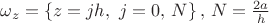 $\omega _z  = \left\{ {z = jh,\,\,j = 0,\,N} \right\},\,N = \frac{{2a}}{h}$