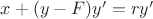 $x+(y-F)y'=ry'$