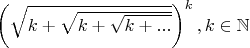 $\left (\sqrt{k+\sqrt{k+\sqrt{k+...}}} \right )^{k} , k\in \mathbb{N}$