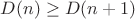 $D(n) \ge D(n+1)$