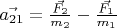 $\vec{a_{21}} = \frac{\vec{F_2}}{m_2} - \frac{\vec{F_1}}{m_1}$